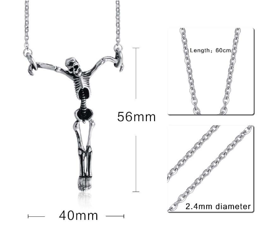 Crucifixion Skull Pendant Necklace